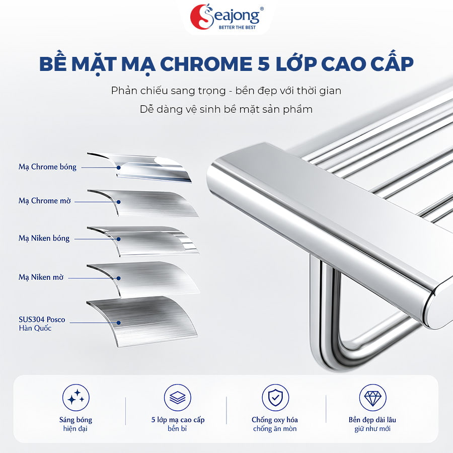 Bề mặt mạ Chrome 5 lớp của Bộ phụ kiện Seajong SJ-PK0666C-SR