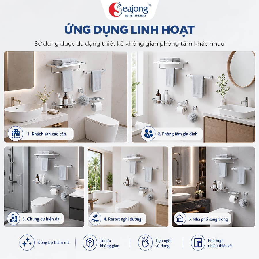 Ứng dụng Bộ phụ kiện 5 món Seajong SJ-PK0666C-SR trong nhiều không gian