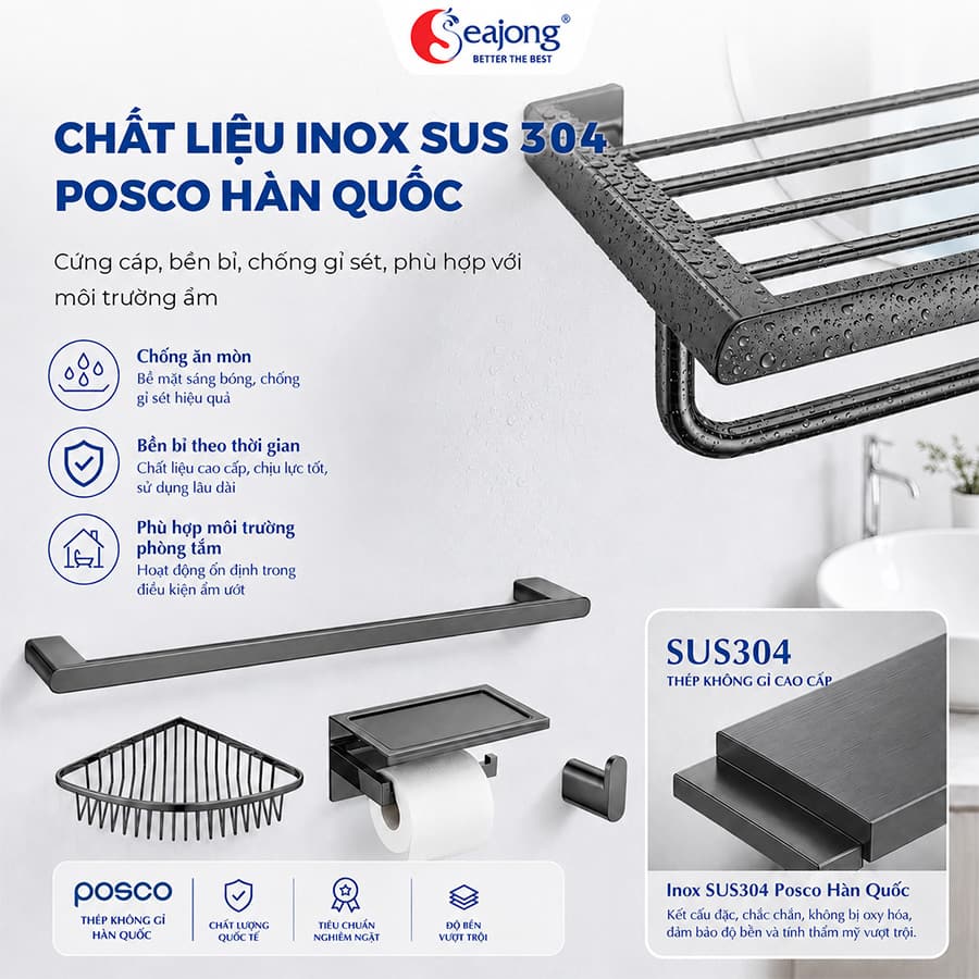 Inox SUS304 Posco Hàn Quốc của Bộ phụ kiện Seajong SJ-PK0666C-GR