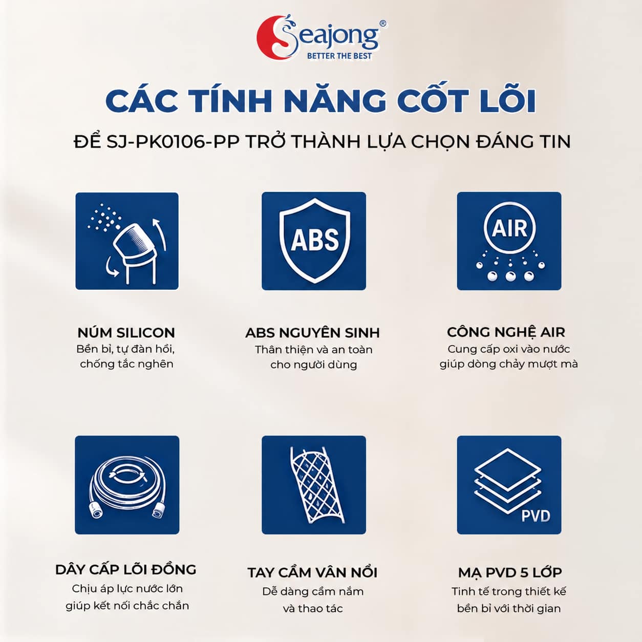 Tính năng Bộ vòi xịt vệ sinh Seajong SJ-PK0106-PR