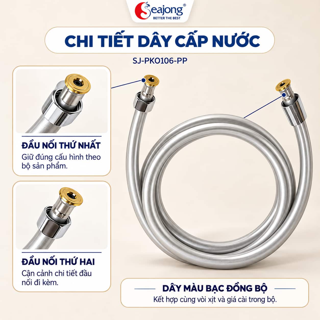 Dây cấp nước Bộ vòi xịt vệ sinh Seajong SJ-PK0106-PR