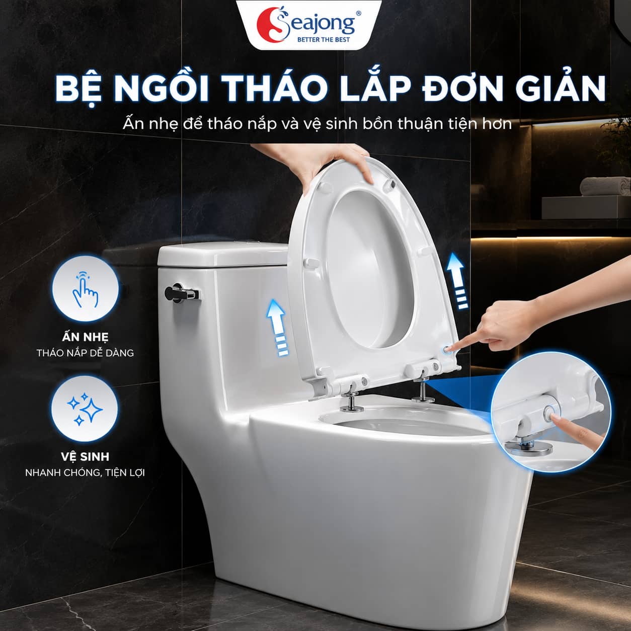 Bệ ngồi tháo lắp nhanh của Bồn cầu Seajong SJ-BC0136B