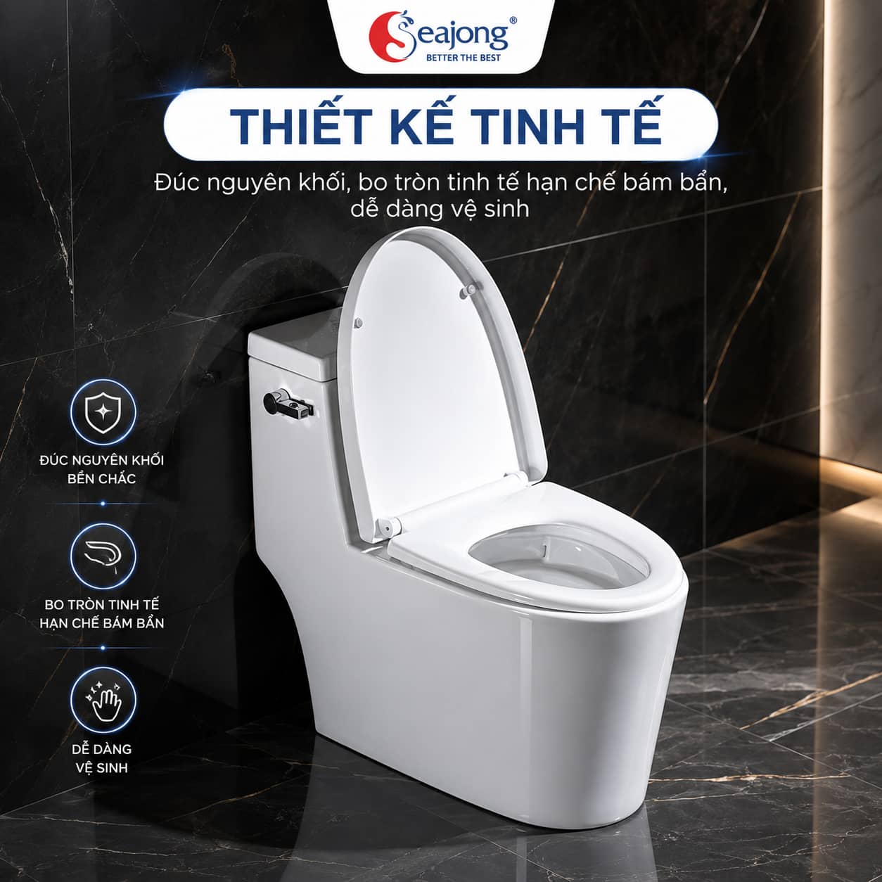 Thiết kế liền khối của Bồn cầu Seajong SJ-BC0136B