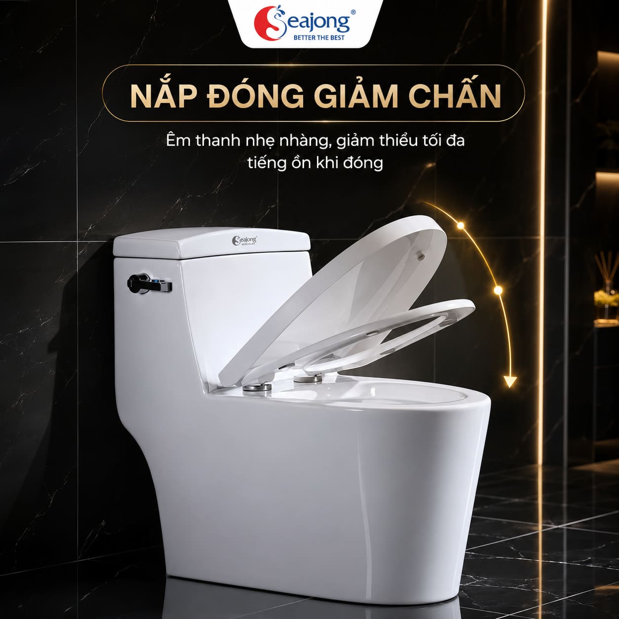 Nắp đóng giảm chấn Bồn cầu liền khối Seajong SJ-BC0136B